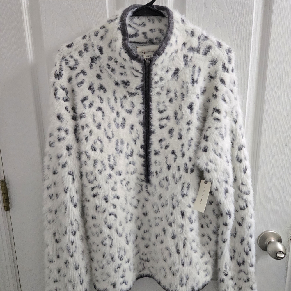 Anthropologie Cindy Eyelash zip pullover sweater Size Large